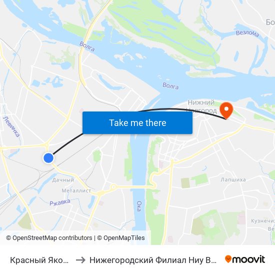 Красный Якорь to Нижегородский Филиал Ниу Вшэ map
