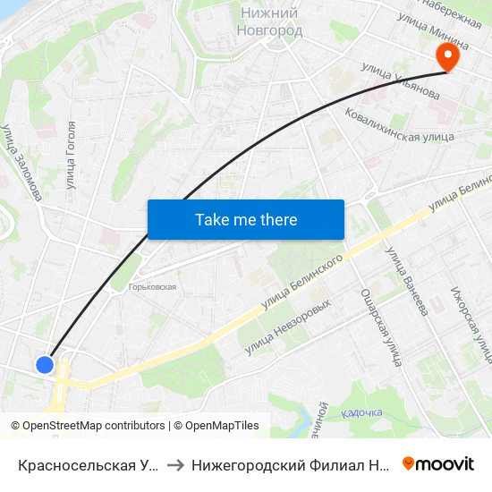 Красносельская Улица to Нижегородский Филиал Ниу Вшэ map