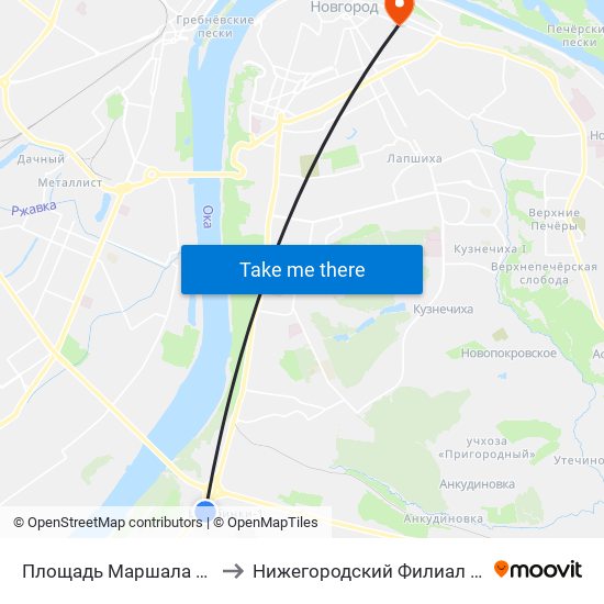 Площадь Маршала Жукова to Нижегородский Филиал Ниу Вшэ map