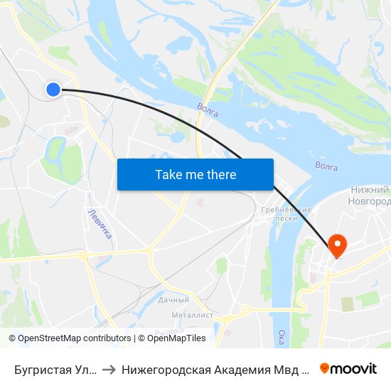 Бугристая Улица to Нижегородская Академия Мвд России map