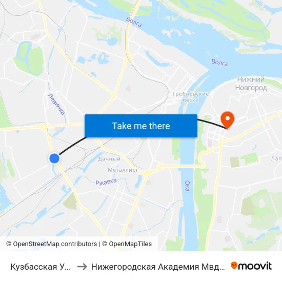 Кузбасская Улица to Нижегородская Академия Мвд России map