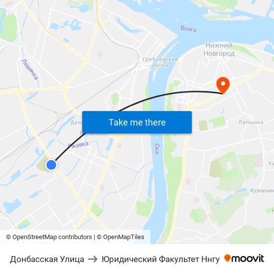 Донбасская Улица to Юридический Факультет Ннгу map