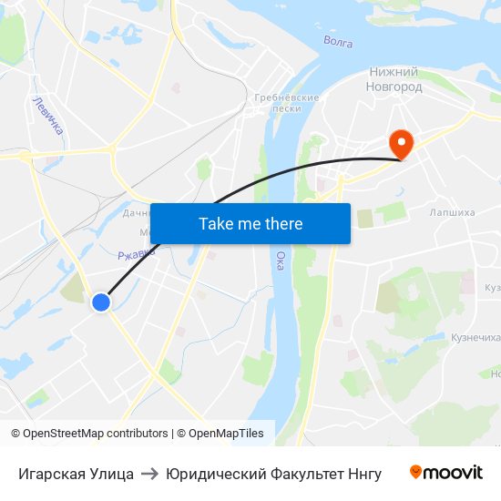 Игарская Улица to Юридический Факультет Ннгу map