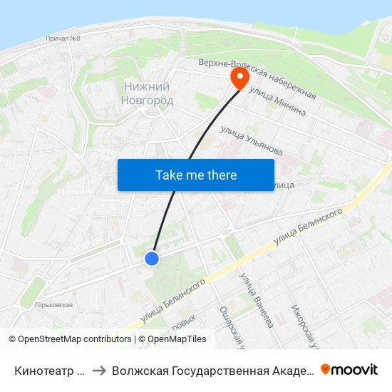 Кинотеатр «Спутник» to Волжская Государственная Академия Водного Транспорта map