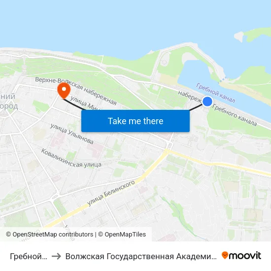 Гребной Канал to Волжская Государственная Академия Водного Транспорта map