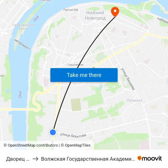 Дворец Спорта to Волжская Государственная Академия Водного Транспорта map