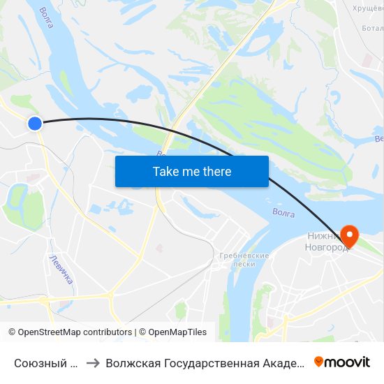 Союзный Переулок to Волжская Государственная Академия Водного Транспорта map
