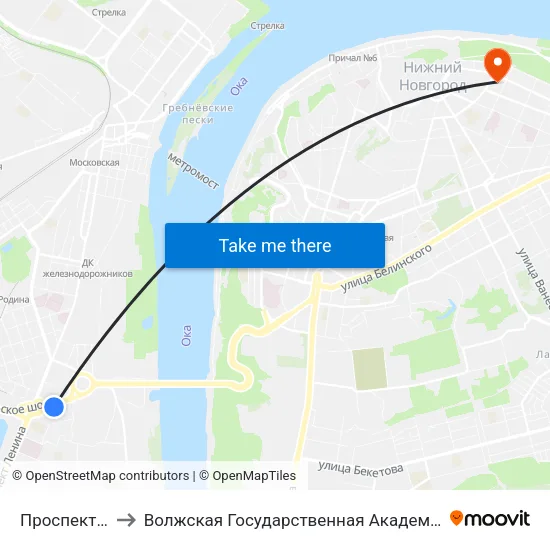 Проспект Ленина to Волжская Государственная Академия Водного Транспорта map