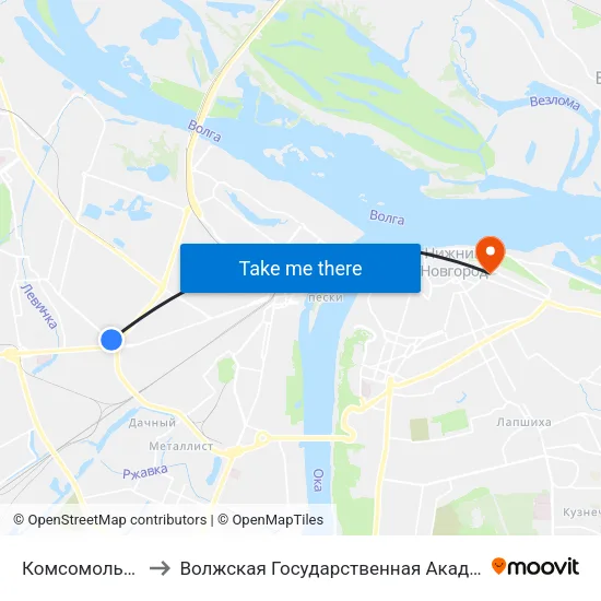 Комсомольское Шоссе to Волжская Государственная Академия Водного Транспорта map