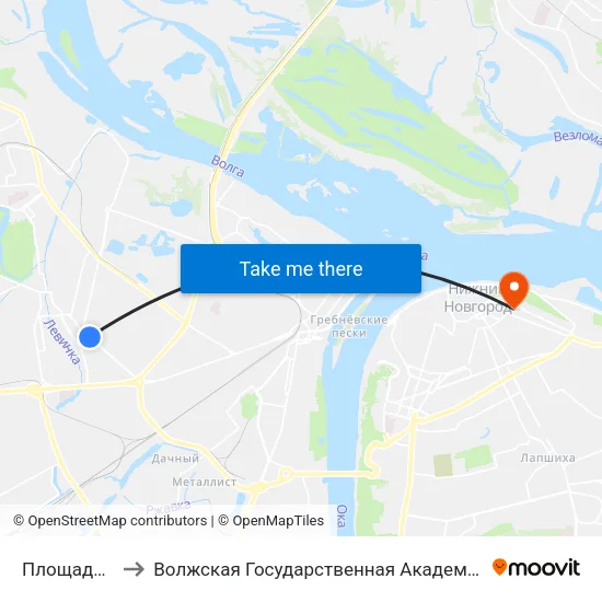 Площадь Героев to Волжская Государственная Академия Водного Транспорта map