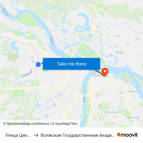 Улица Циолковского to Волжская Государственная Академия Водного Транспорта map