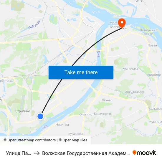 Улица Патриотов to Волжская Государственная Академия Водного Транспорта map