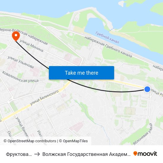 Фруктовая Улица to Волжская Государственная Академия Водного Транспорта map