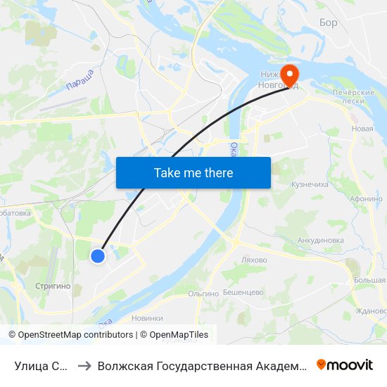 Улица Сазанова to Волжская Государственная Академия Водного Транспорта map