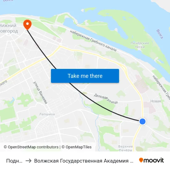 Подновье to Волжская Государственная Академия Водного Транспорта map