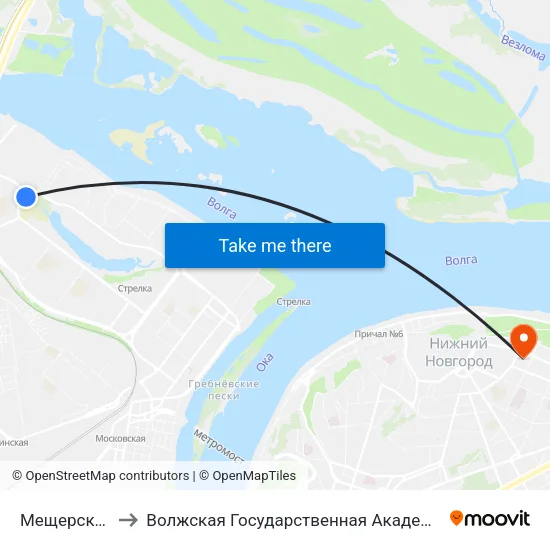 Мещерское Озеро to Волжская Государственная Академия Водного Транспорта map