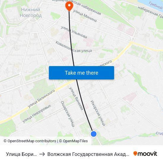 Улица Бориса Панина to Волжская Государственная Академия Водного Транспорта map