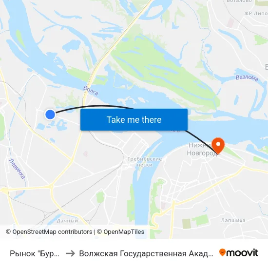 Рынок "Бурнаковский" to Волжская Государственная Академия Водного Транспорта map