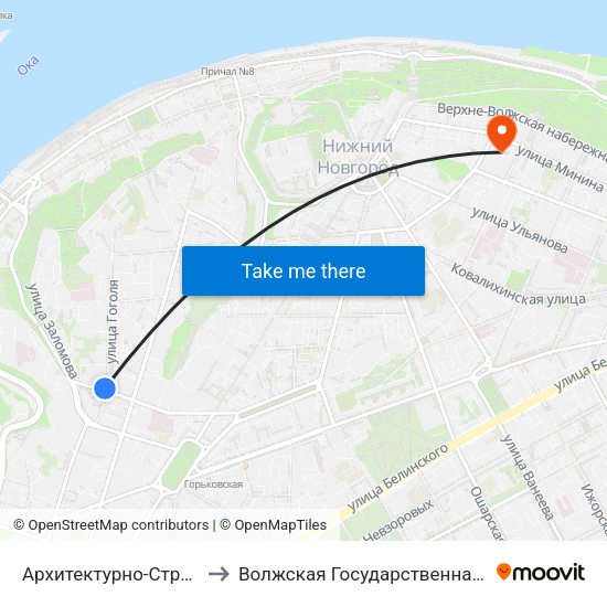 Архитектурно-Строительный Университет to Волжская Государственная Академия Водного Транспорта map