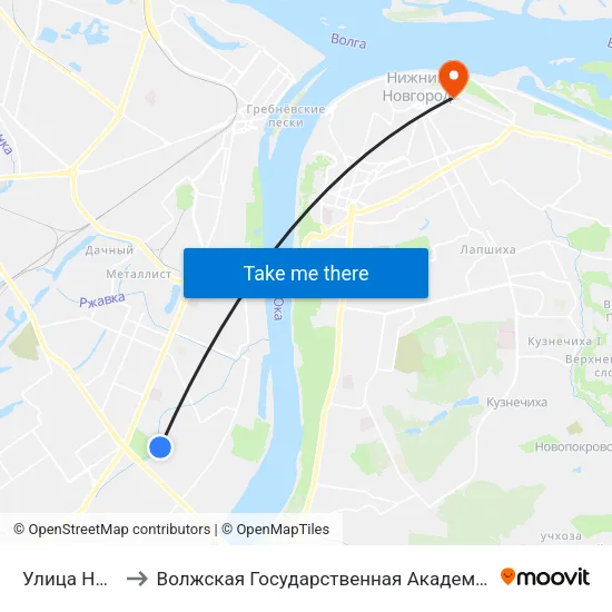Улица Нахимова to Волжская Государственная Академия Водного Транспорта map