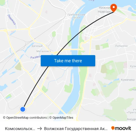 Комсомольская Проходная to Волжская Государственная Академия Водного Транспорта map