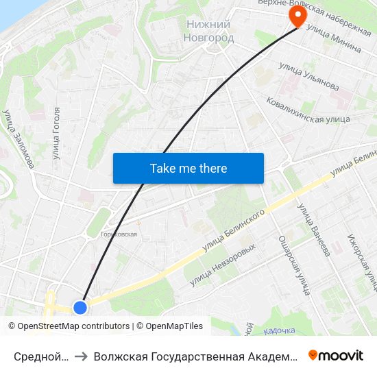 Средной Рынок to Волжская Государственная Академия Водного Транспорта map