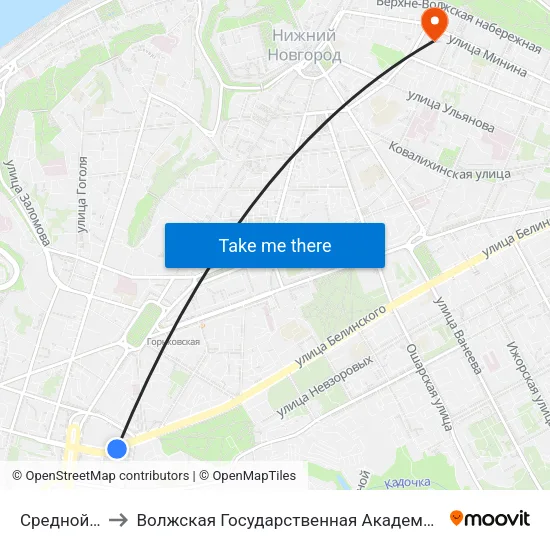 Средной Рынок to Волжская Государственная Академия Водного Транспорта map