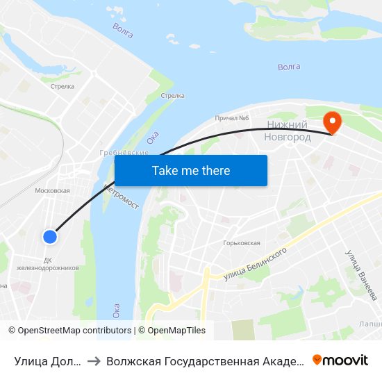 Улица Долгополова to Волжская Государственная Академия Водного Транспорта map