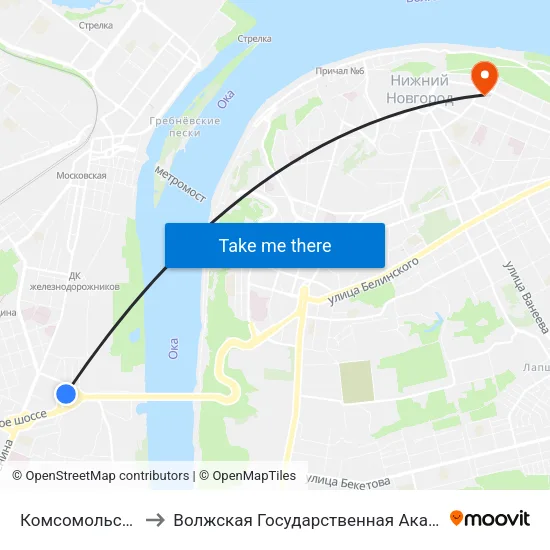 Комсомольская Площадь to Волжская Государственная Академия Водного Транспорта map