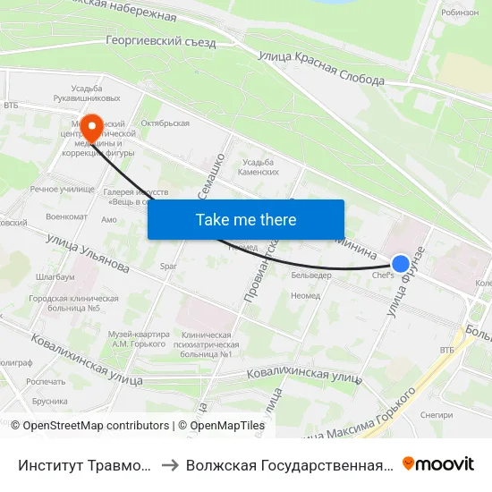Институт Травмотологии И Ортопедии to Волжская Государственная Академия Водного Транспорта map