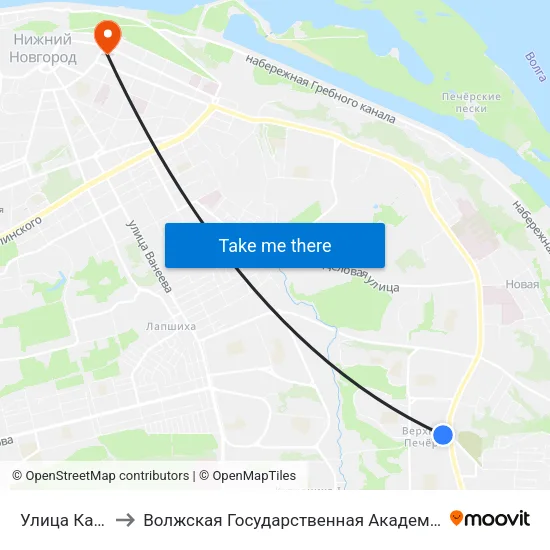 Улица Касьянова to Волжская Государственная Академия Водного Транспорта map