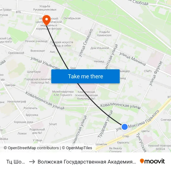 Тц Шоколад to Волжская Государственная Академия Водного Транспорта map