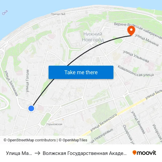 Улица Маслякова to Волжская Государственная Академия Водного Транспорта map