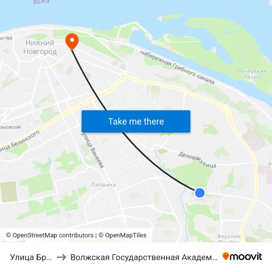 Улица Бринского to Волжская Государственная Академия Водного Транспорта map
