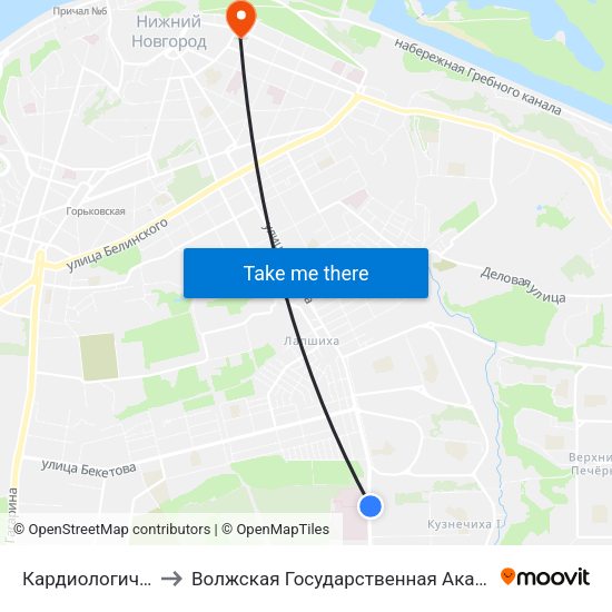 Кардиологический Центр to Волжская Государственная Академия Водного Транспорта map