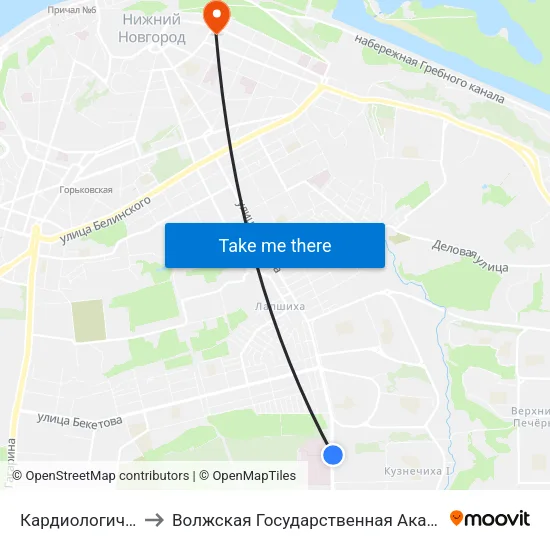 Кардиологический Центр to Волжская Государственная Академия Водного Транспорта map