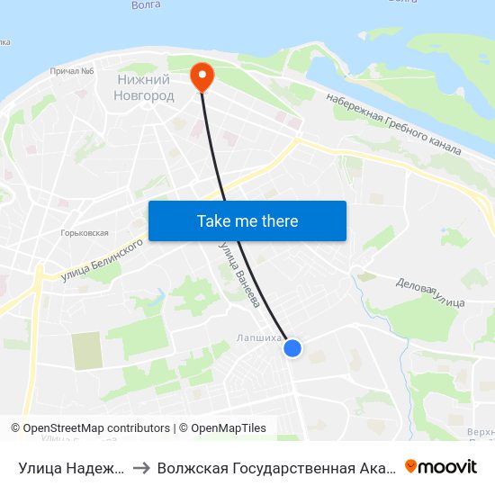Улица Надежды Сусловой to Волжская Государственная Академия Водного Транспорта map