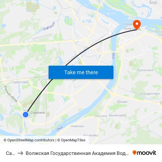 Сады to Волжская Государственная Академия Водного Транспорта map