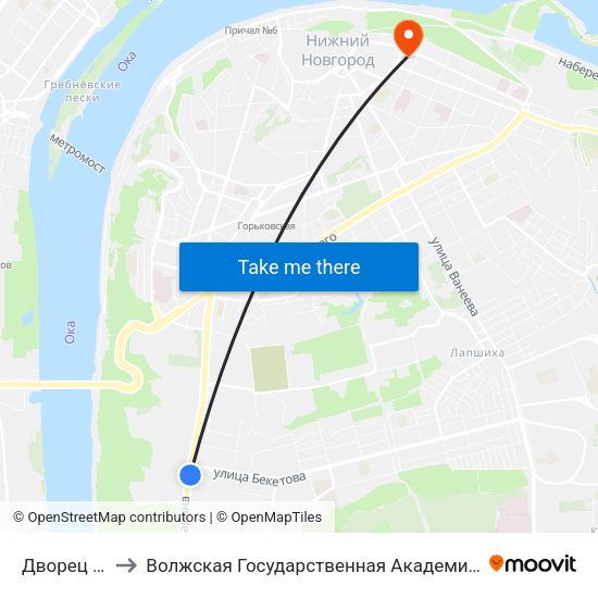Дворец Спорта to Волжская Государственная Академия Водного Транспорта map