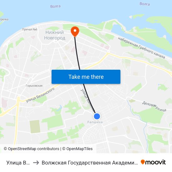 Улица Ванеева to Волжская Государственная Академия Водного Транспорта map