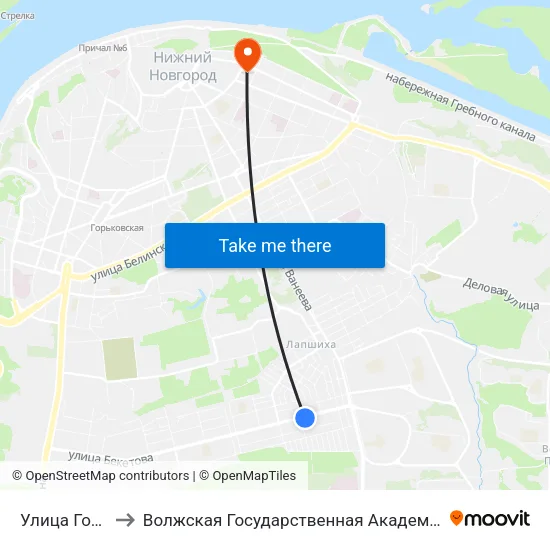 Улица Головнина to Волжская Государственная Академия Водного Транспорта map