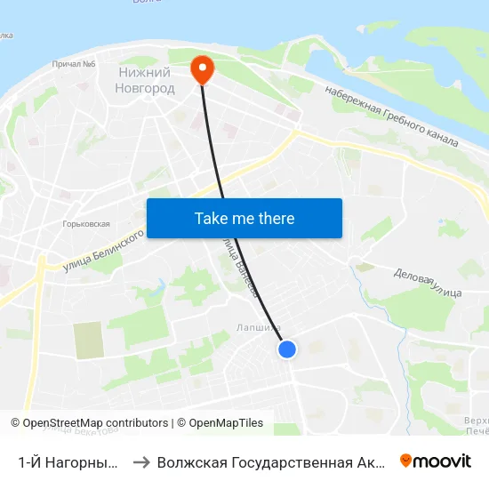 1-Й Нагорный Микрорайон to Волжская Государственная Академия Водного Транспорта map