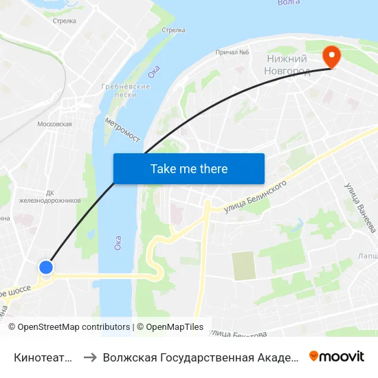 Кинотеатр «Искра» to Волжская Государственная Академия Водного Транспорта map