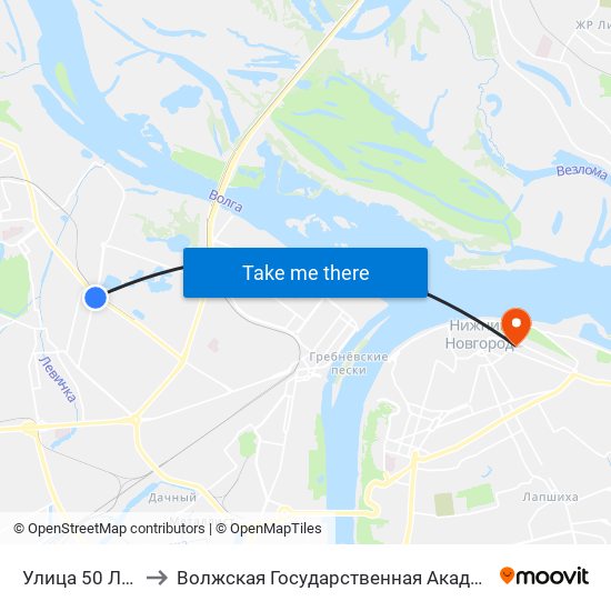 Улица 50 Лет Победы to Волжская Государственная Академия Водного Транспорта map