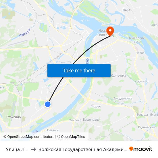 Улица Лескова to Волжская Государственная Академия Водного Транспорта map