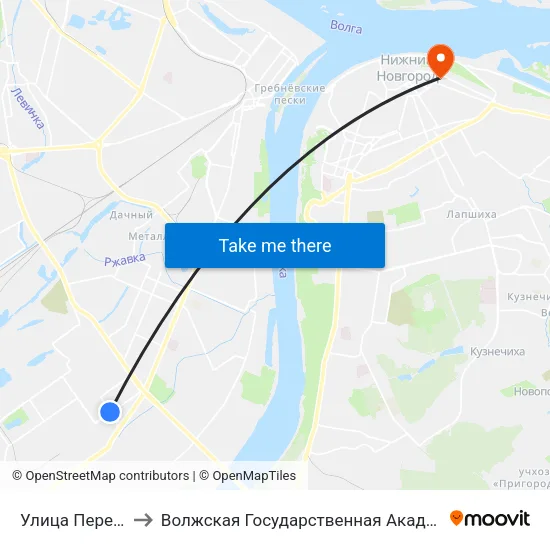 Улица Переходникова to Волжская Государственная Академия Водного Транспорта map