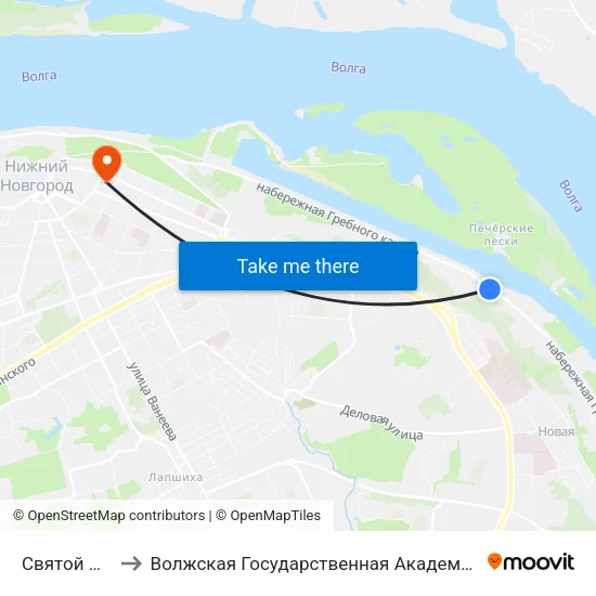 Святой Колодец to Волжская Государственная Академия Водного Транспорта map