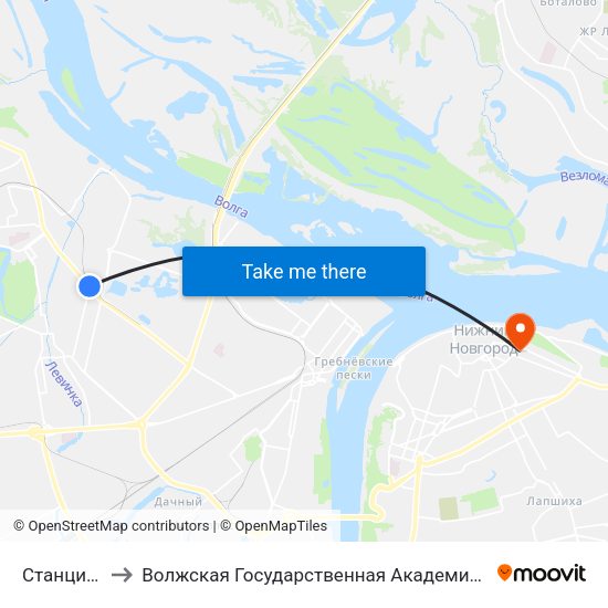 Станция Варя to Волжская Государственная Академия Водного Транспорта map