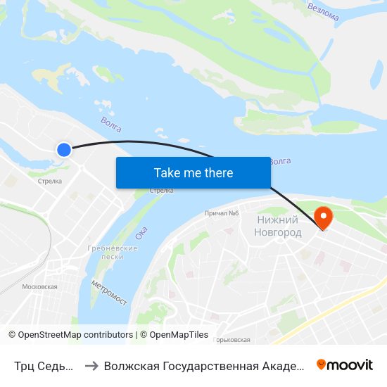 Трц Седьмое Небо to Волжская Государственная Академия Водного Транспорта map