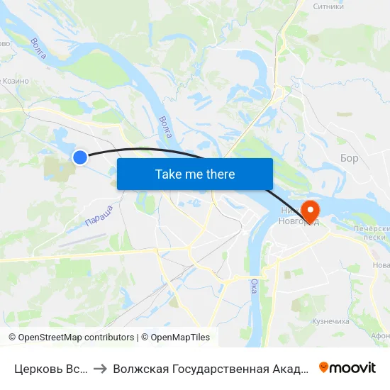 Церковь Всех Святых to Волжская Государственная Академия Водного Транспорта map